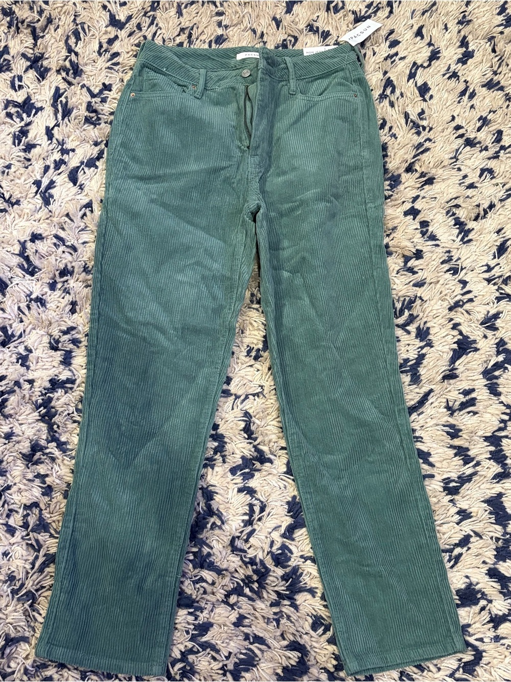 NWT Pacsun Women's mom Jean Green Corduroy Straight-Leg Pants size 27